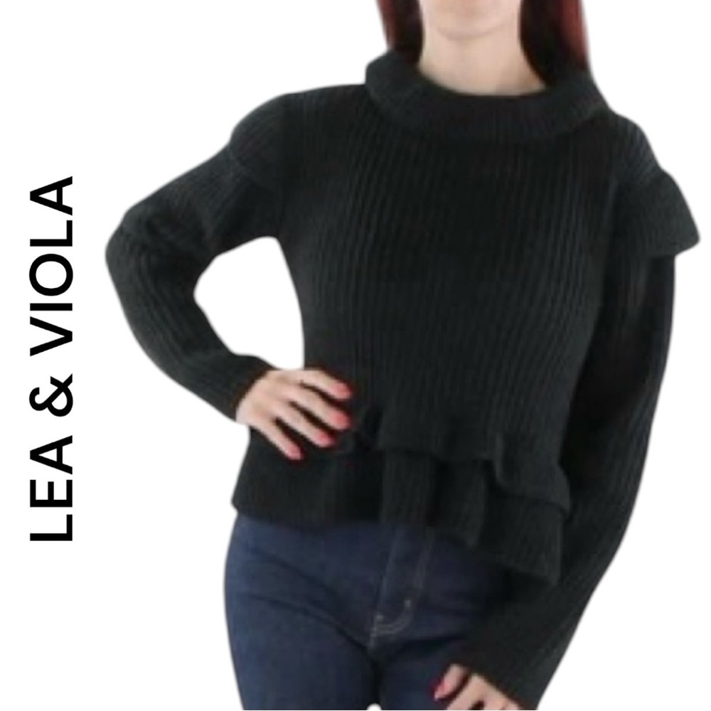 LEAVE & VIOLA Large Black Long Sleeve Sweater ~NWT